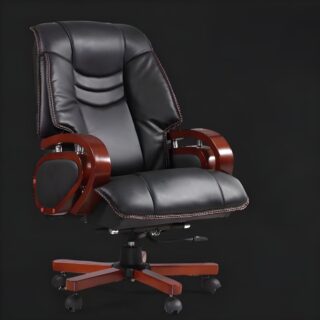 Wood Frame Leather Office Chair